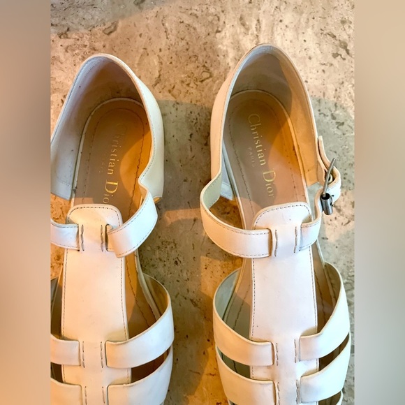Dior Pointed White Sandals w/ Ankle Closure - Picture 2 of 7